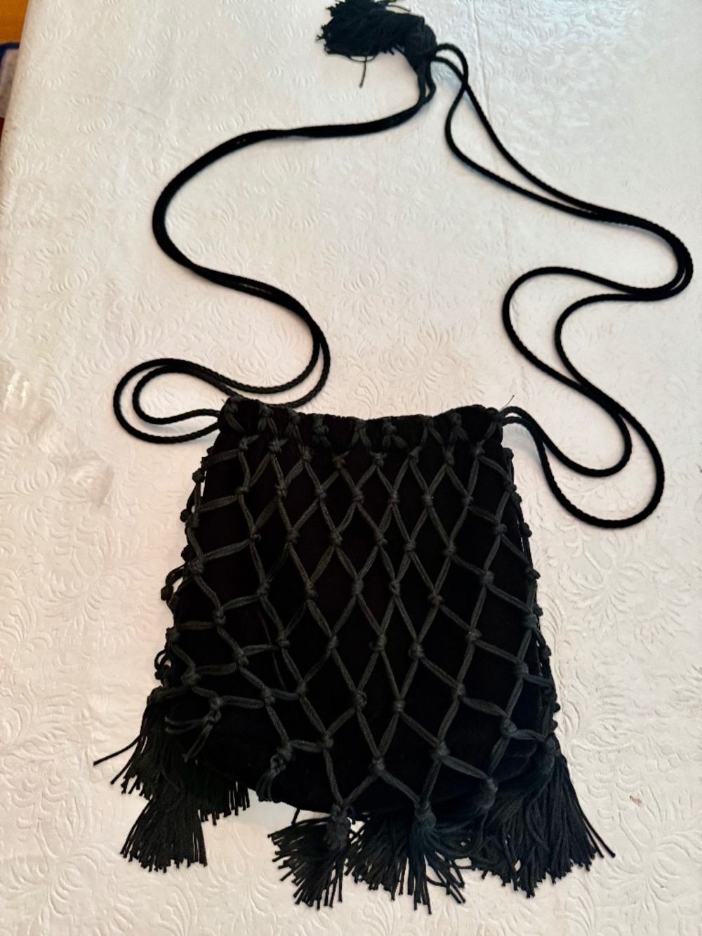 Black Velvet w/ Tassels Wms over the Shoulder Dress Purse